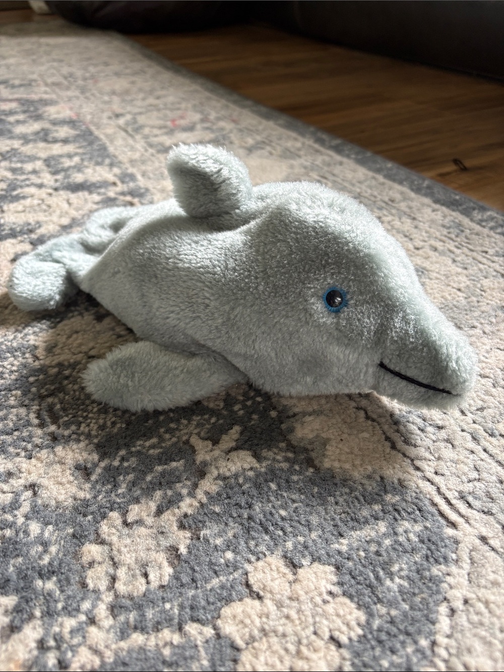 Vintage California Stuffed Toys 12” plush dolphin with zipper pouch & 2  baby